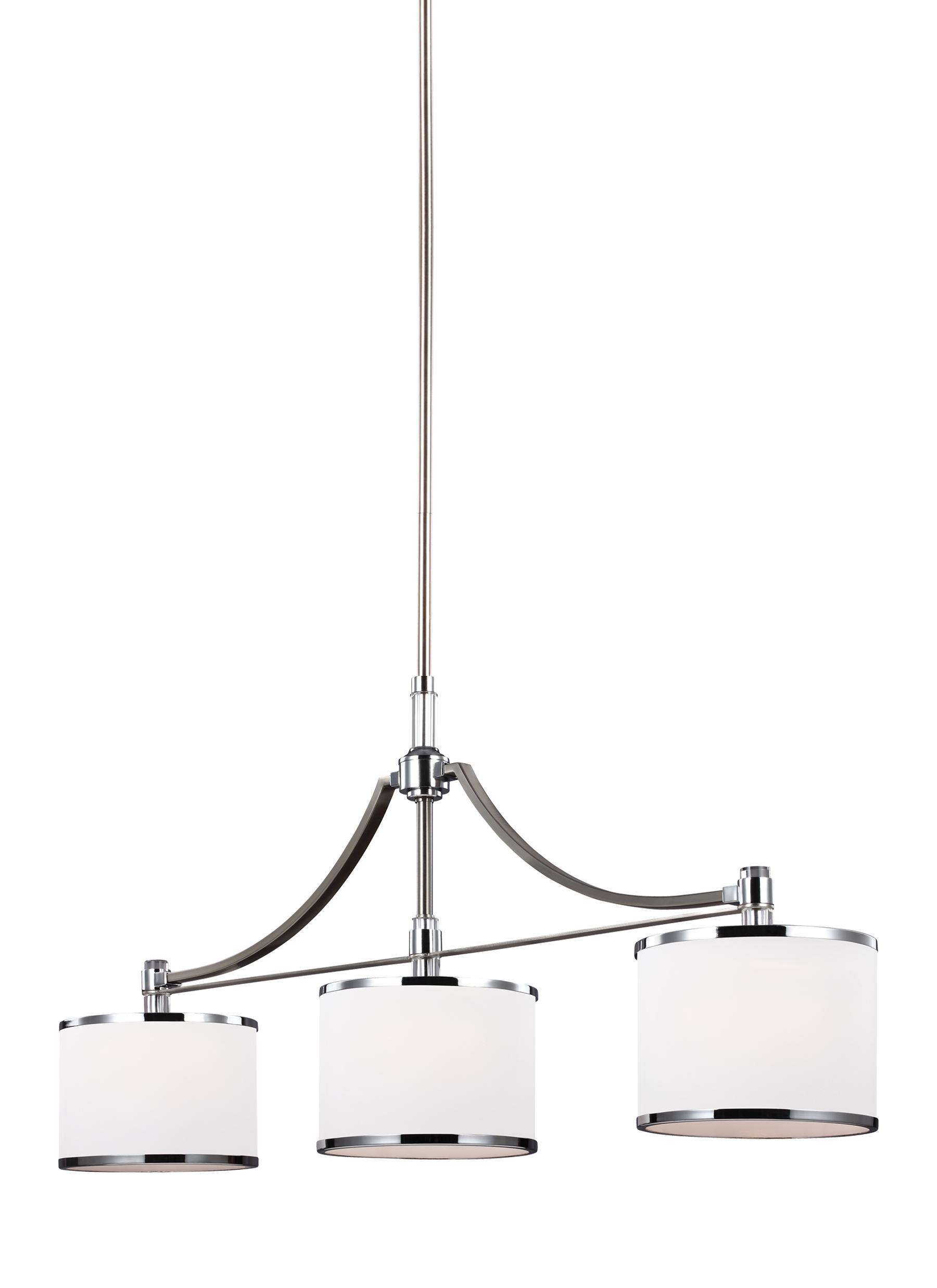 Prospect Park Satin Nickel / Chrome 3-Light Island Chandelier Ceiling Feiss 