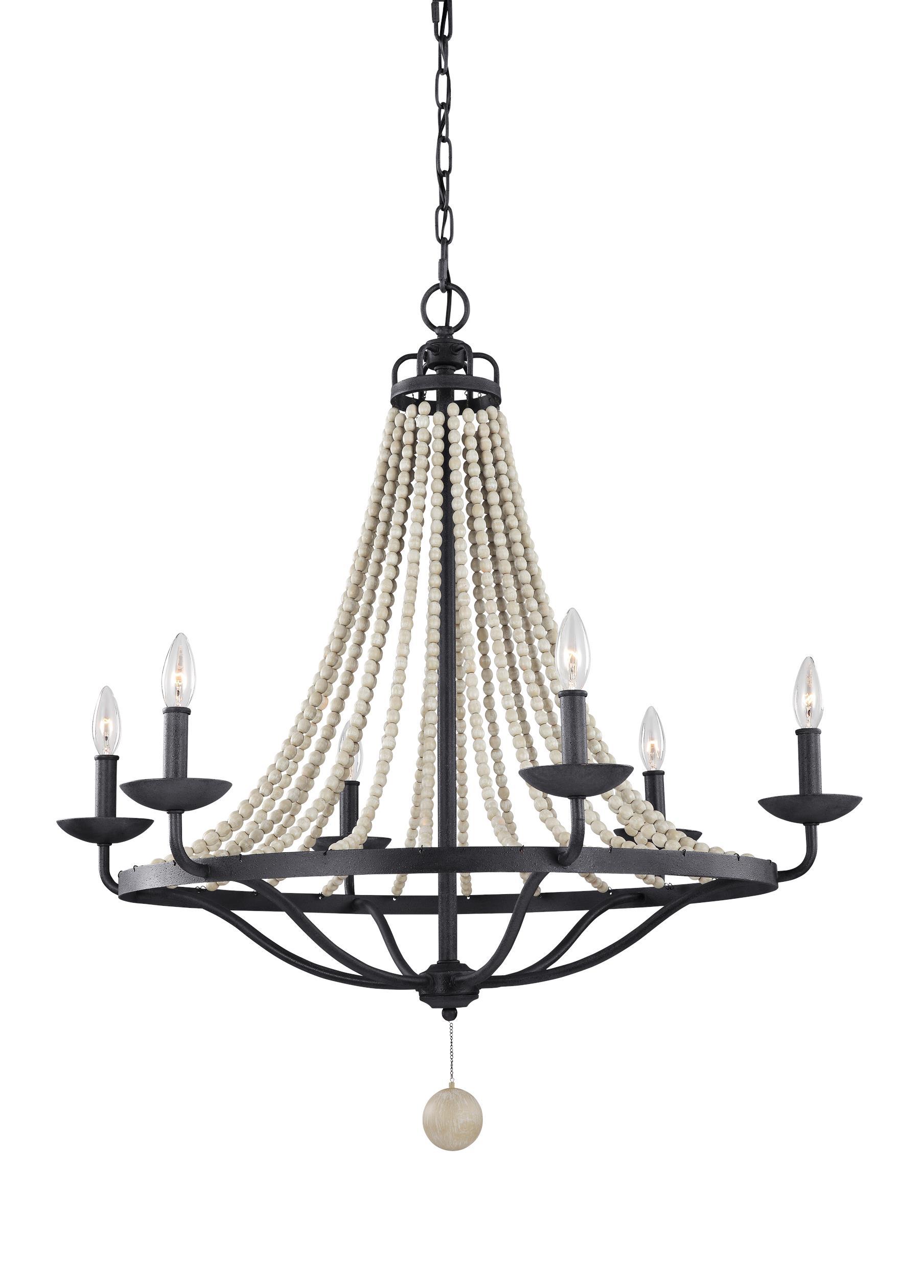 Nori Dark Weathered Zinc / Driftwood Grey 6-Light Chandelier Ceiling Feiss 