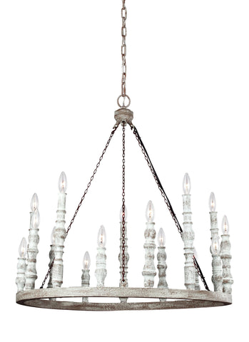 Norridge Distressed Fence Board / Distressed White 15-Light Chandelier Ceiling Feiss 
