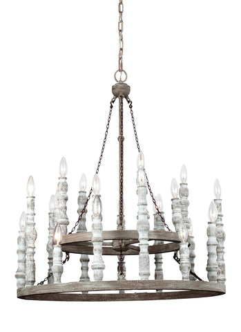 Norridge Distressed Fence Board / Distressed White 24-Light Chandelier Ceiling Feiss 