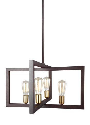 Finnegan New World Bronze 4-Light Chandelier Ceiling Feiss 