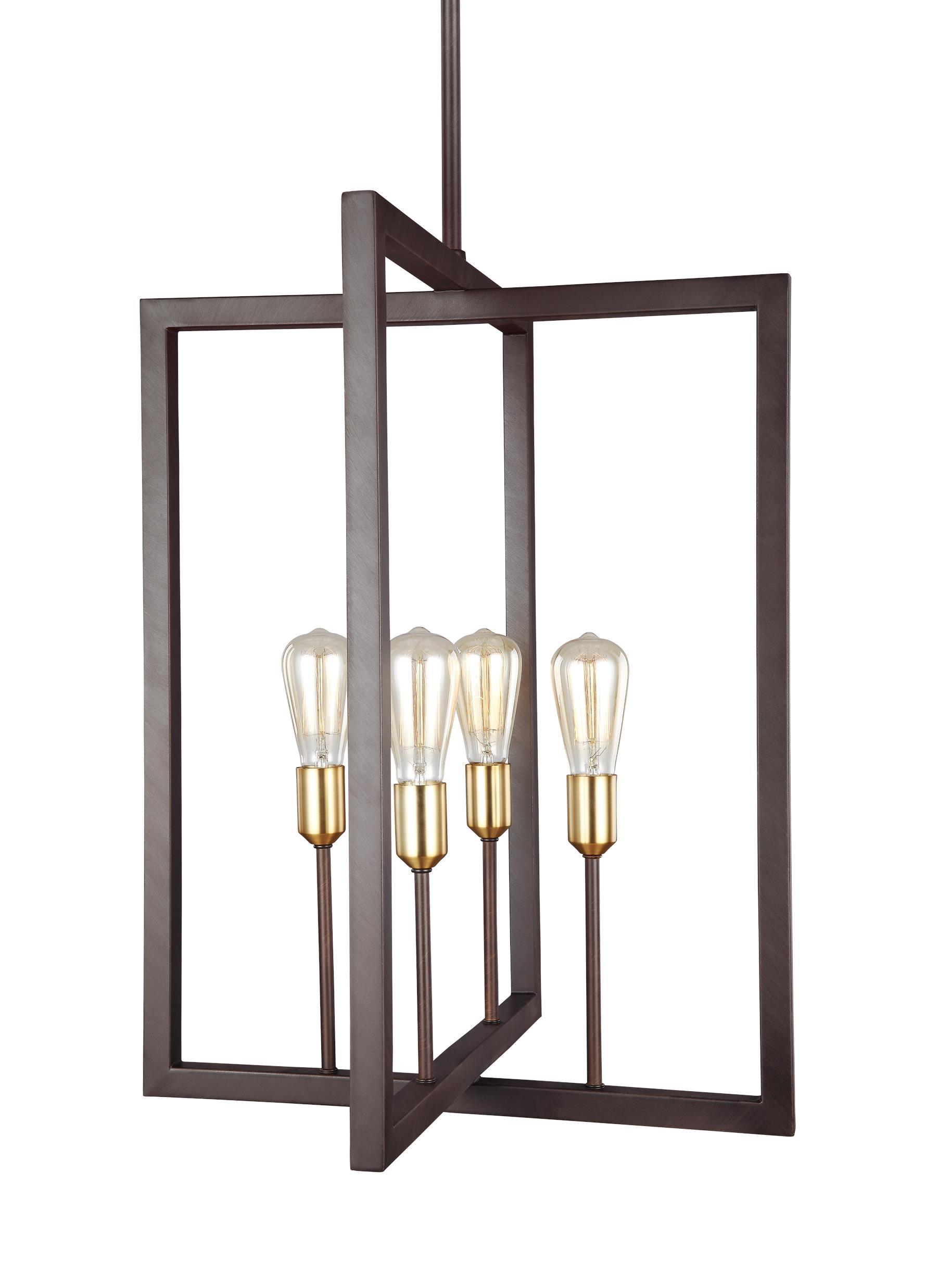 Finnegan New World Bronze 4-Light Chandelier Ceiling Feiss 