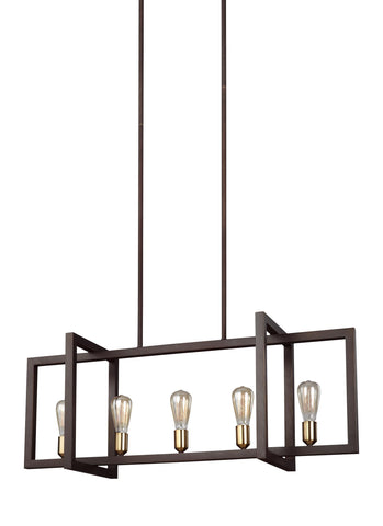 Finnegan New World Bronze 5-Light Island Chandelier Ceiling Feiss 