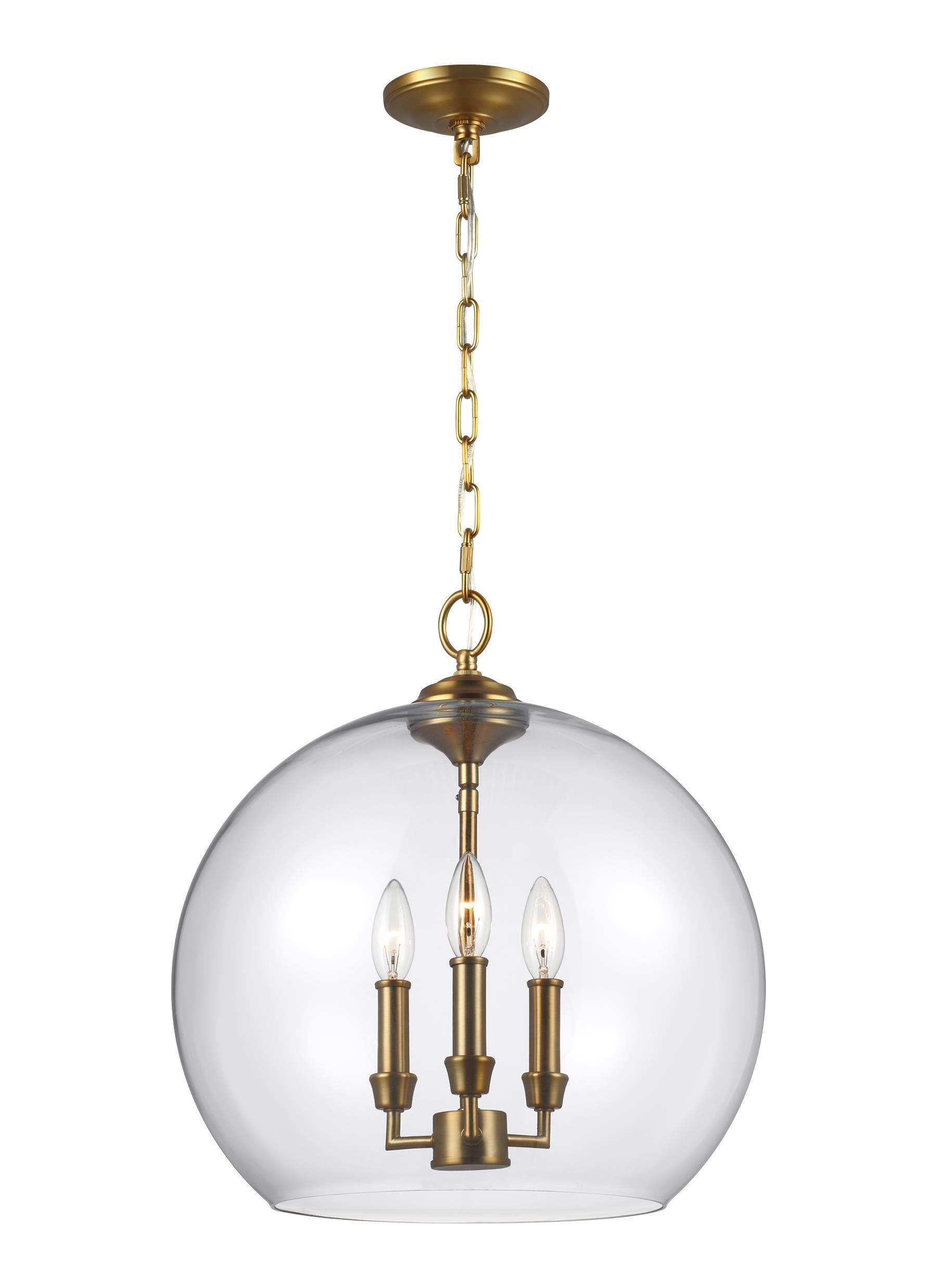 Lawler Burnished Brass 3-Light Pendant Ceiling Feiss 