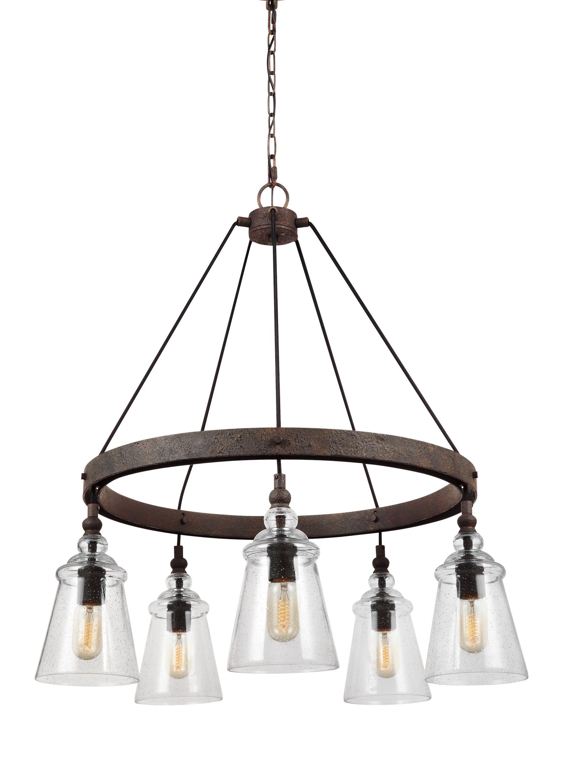 Loras Dark Weathered Iron 5-Light Chandelier Ceiling Feiss 