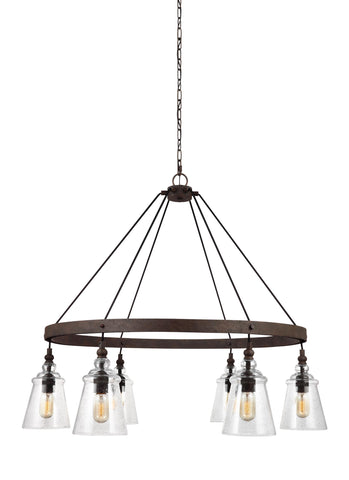 Loras Dark Weathered Iron 6-Light Chandelier Ceiling Feiss 