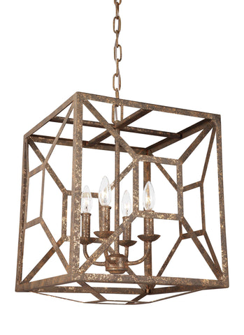 Marquelle Distressed Goldleaf 4-Light Chandelier Ceiling Feiss 