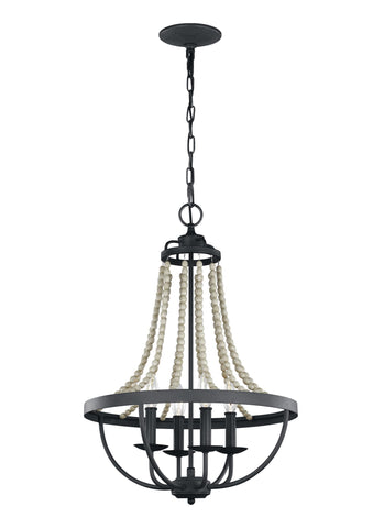 Nori Dark Weathered Zinc / Driftwood Grey 4-Light Chandelier Ceiling Feiss 