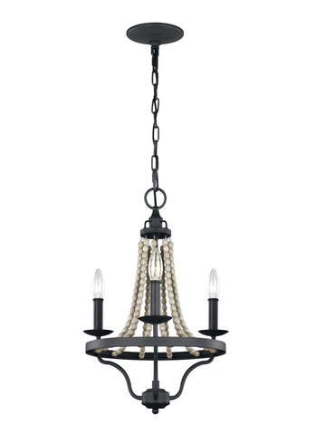 Nori Dark Weathered Zinc / Driftwood Grey 3-Light Chandelier Ceiling Feiss 