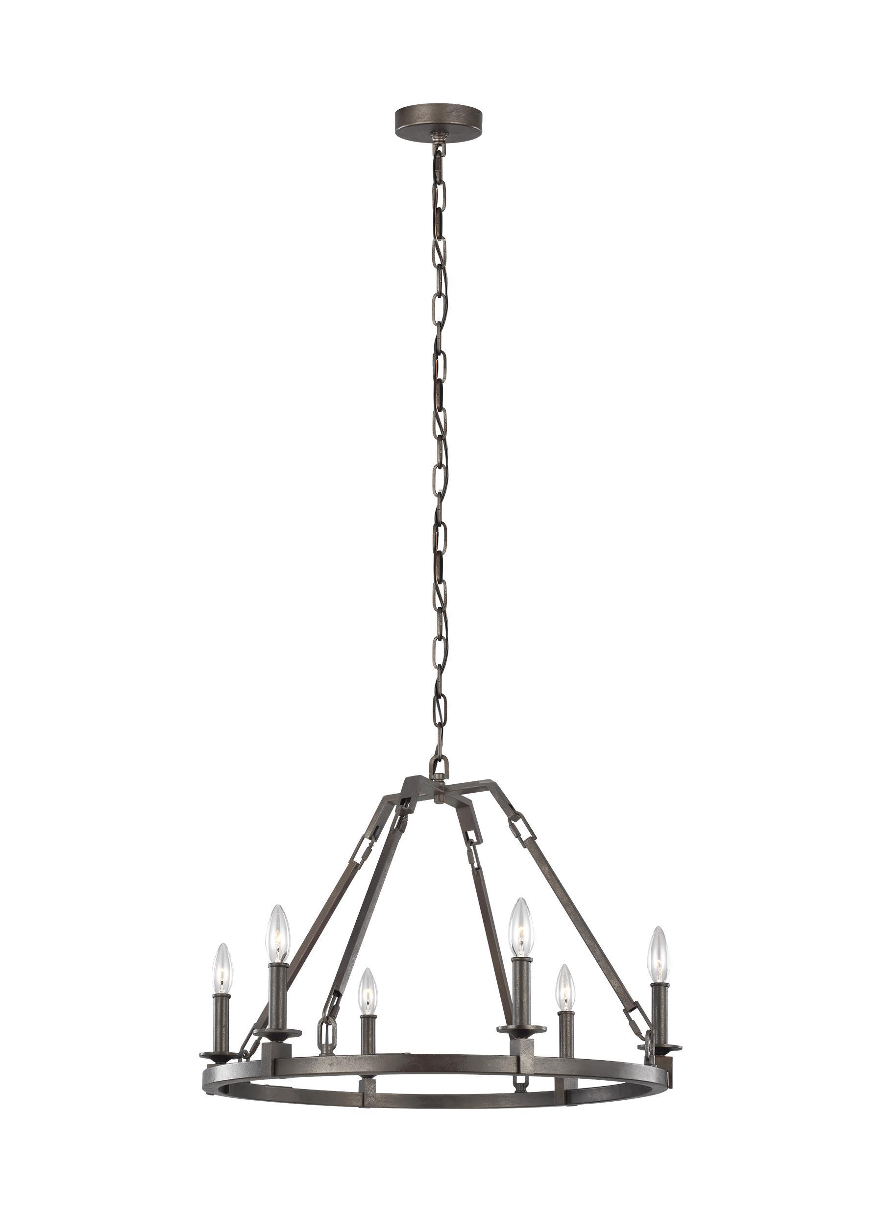 Landen Smith Steel 6-Light Chandelier Ceiling Feiss 