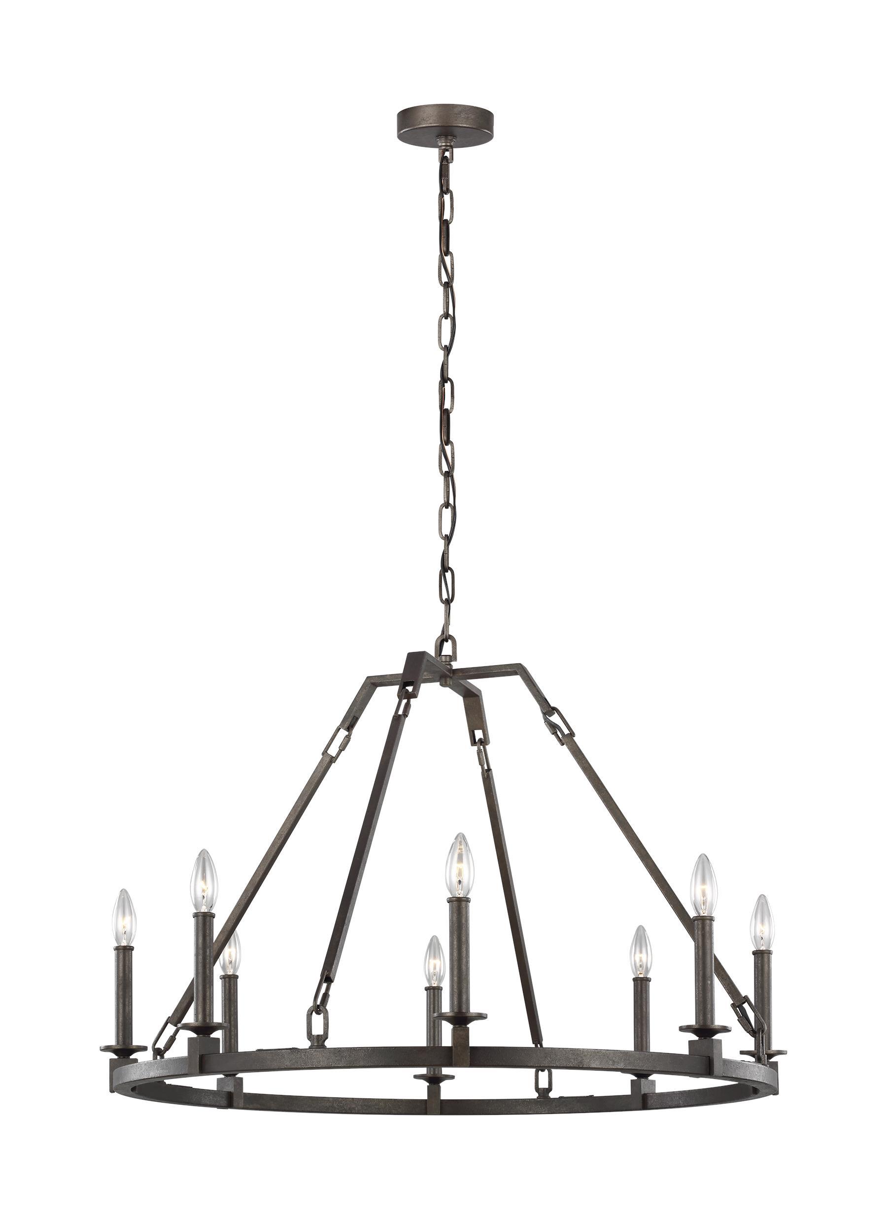 Landen Smith Steel 8-Light Chandelier Ceiling Feiss 