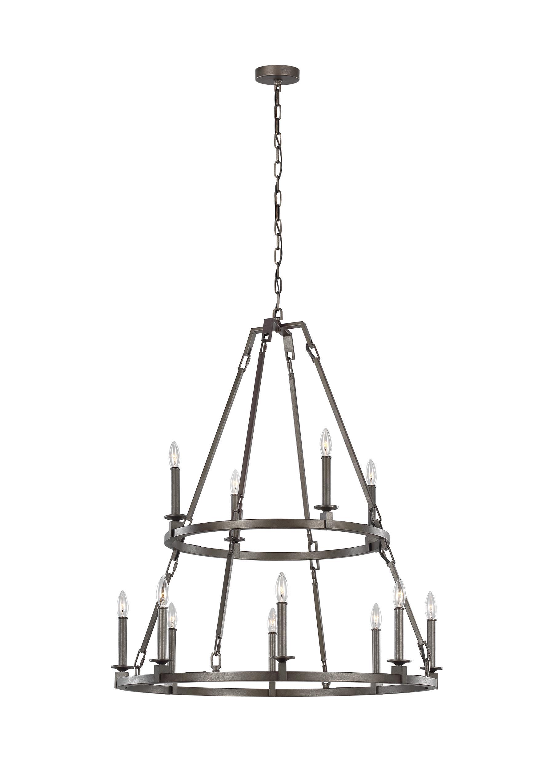 Landen Smith Steel 12-Light Chandelier Ceiling Feiss 