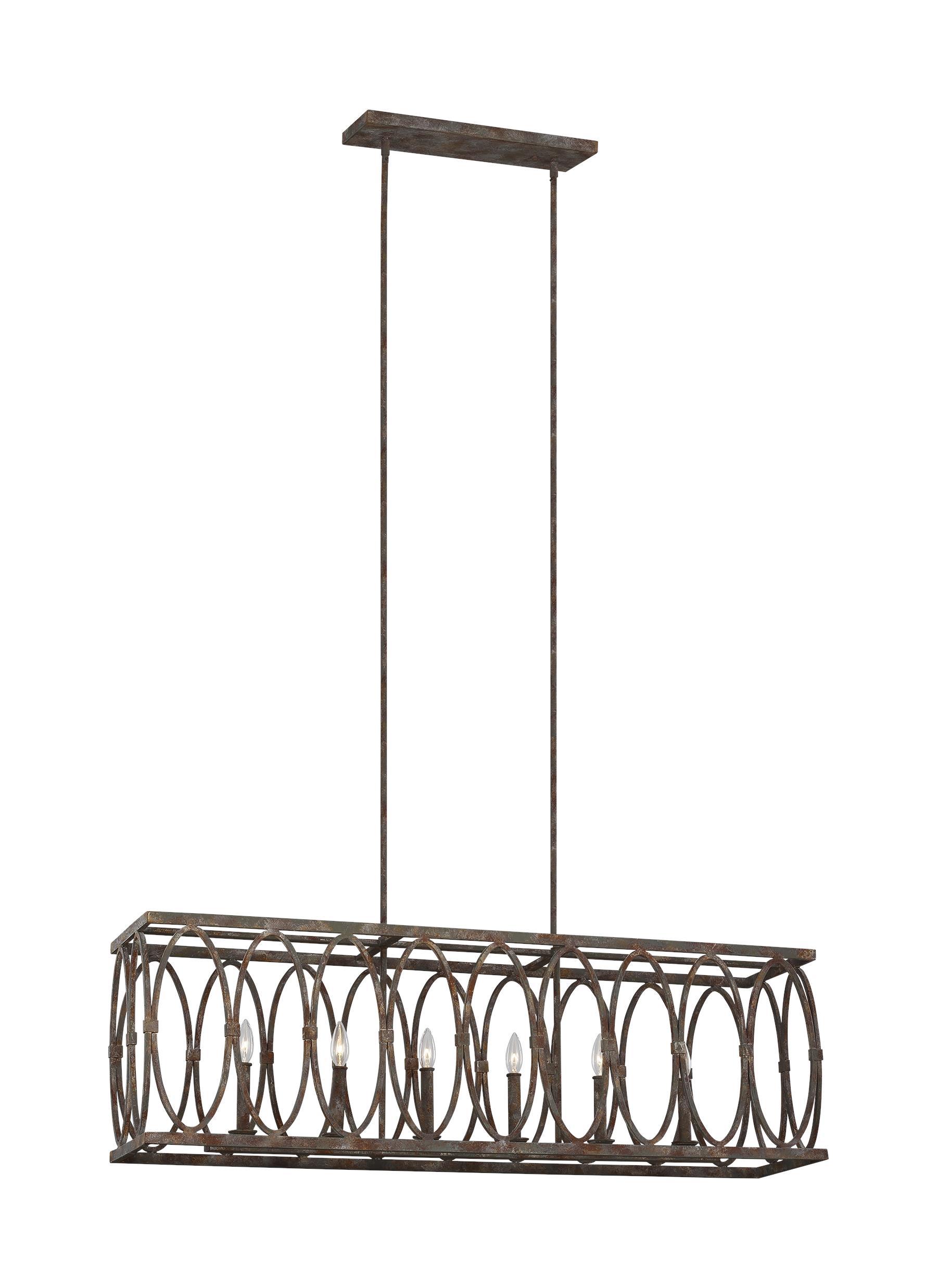 Patrice Deep Abyss 6-Light Linear Chandelier Ceiling Feiss 
