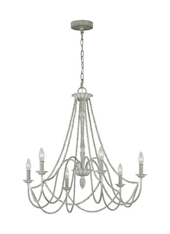 Maryville Washed Grey 6-Light Chandelier Ceiling Feiss 