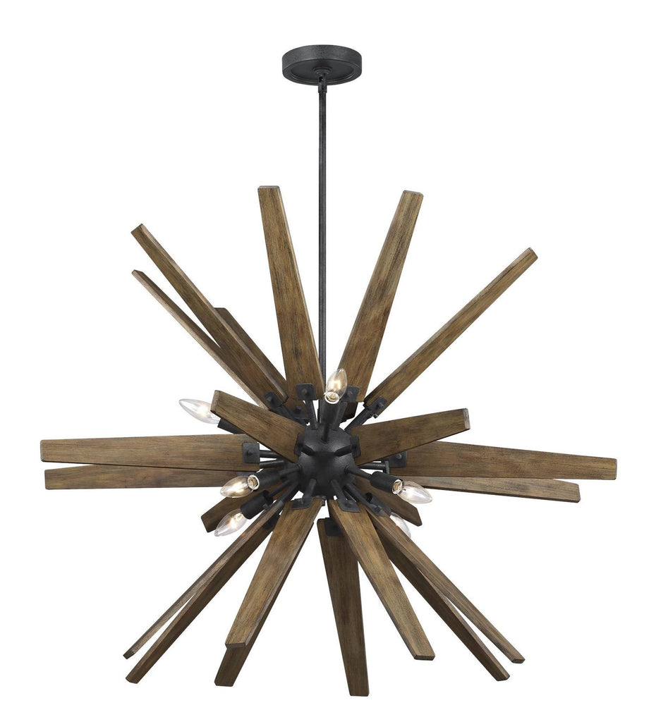 Thorne Dark Weathered Zinc / Weathered Oak 8-Light Chandelier Ceiling Feiss 