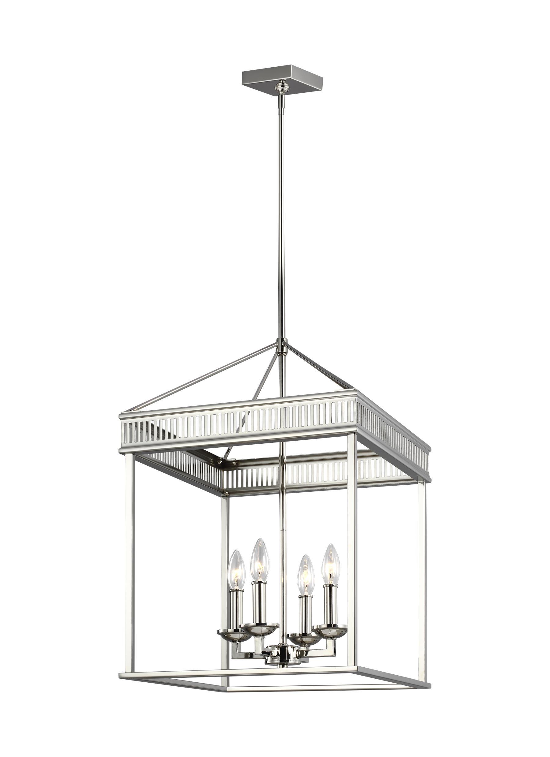 Woodruff Polished Nickel 4-Light Chandelier Ceiling Feiss 