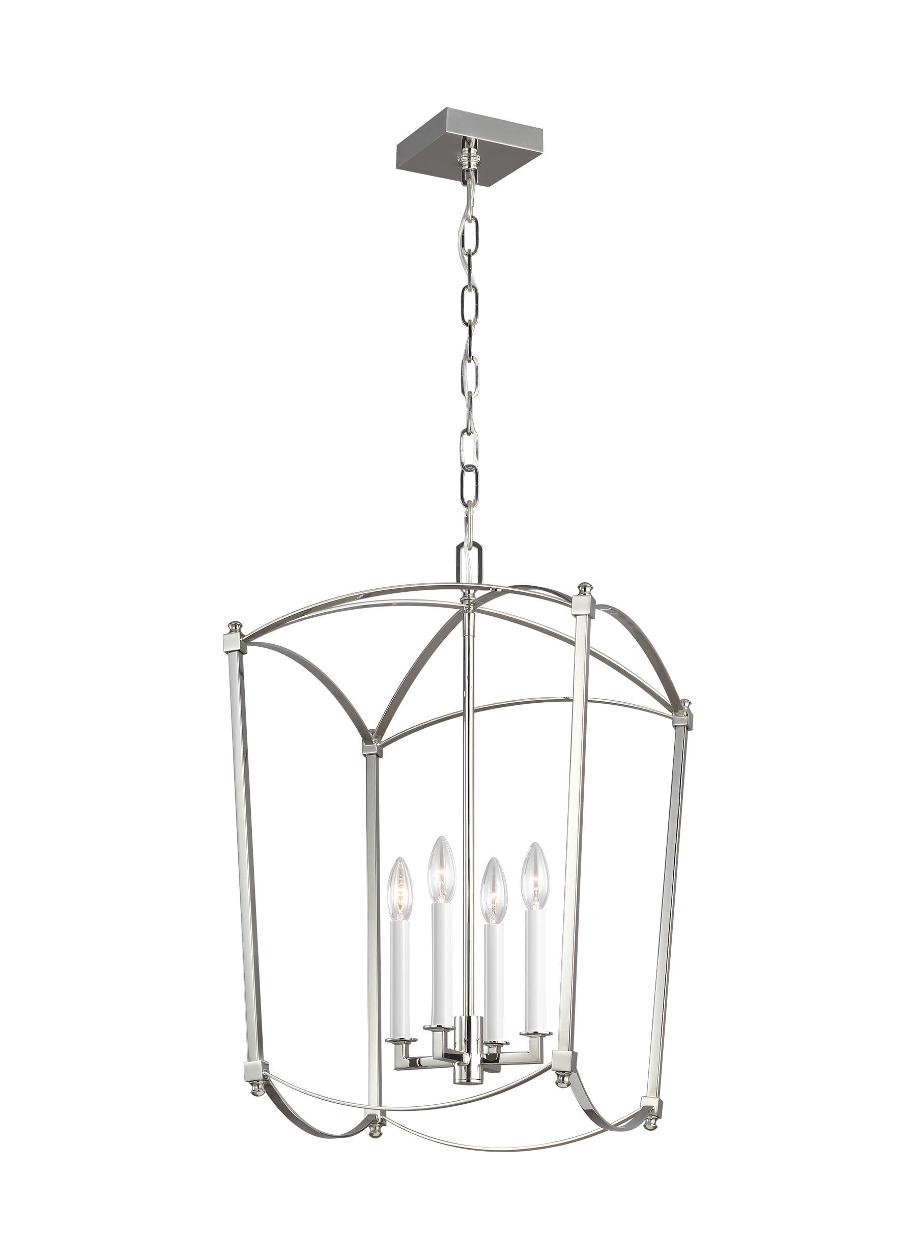 Thayer Polished Nickel 4-Light Lantern Ceiling Feiss 