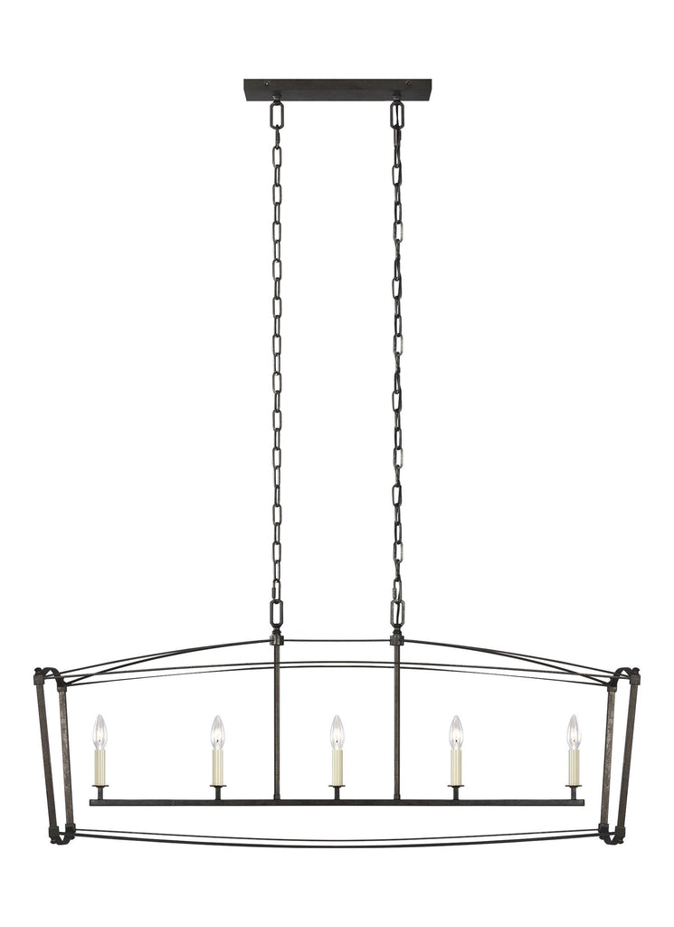 Thayer Smith Steel 5-Light Linear Chandelier Ceiling Feiss 