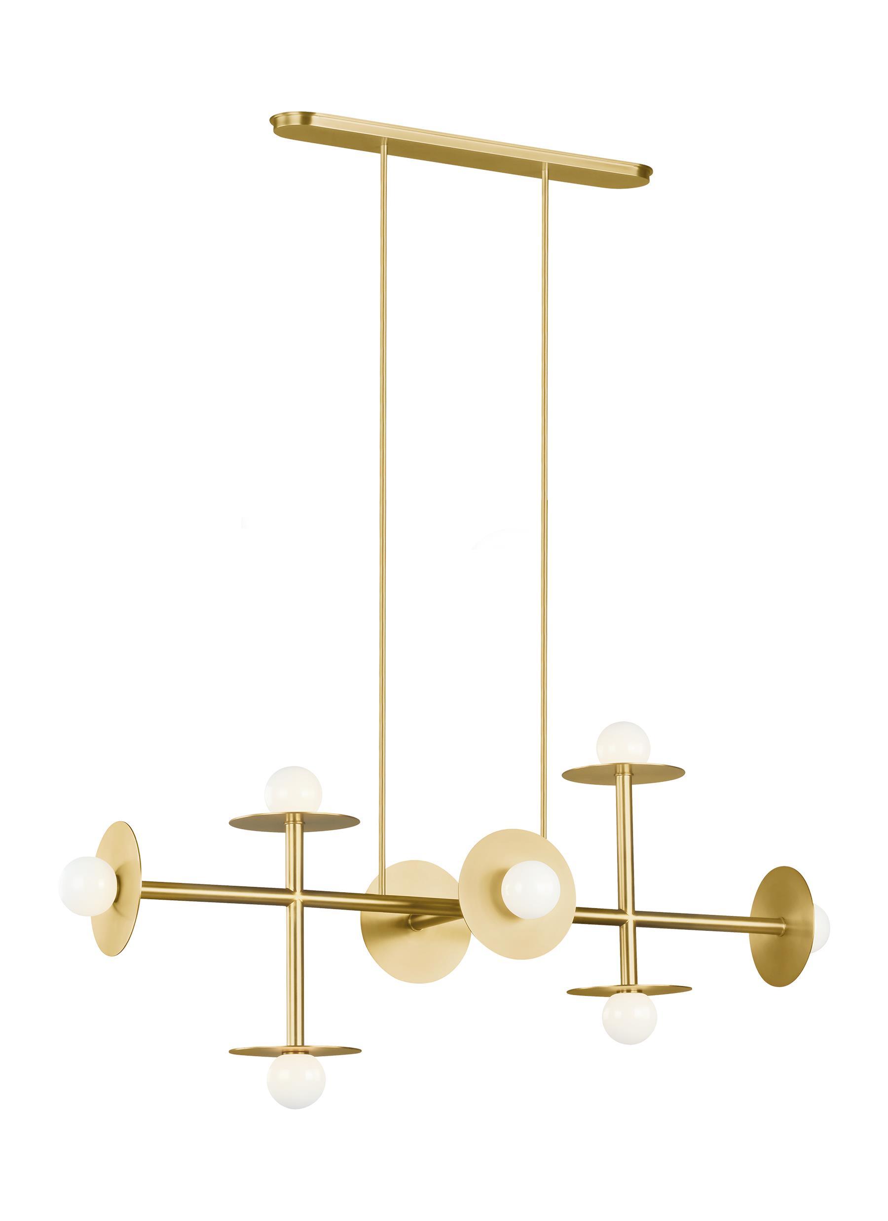Nodes Burnished Brass 8-Light Linear Chandelier Ceiling Feiss 