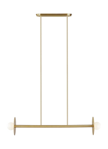 Nodes Burnished Brass 2-Light Linear Chandelier Ceiling Feiss 