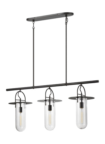 Nuance Aged Iron 3-Light Linear Chandelier Ceiling Feiss 
