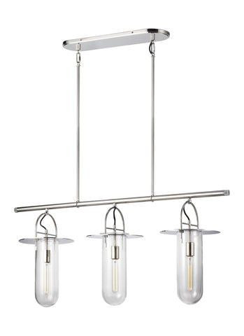Nuance Polished Nickel 3-Light Linear Chandelier Ceiling Feiss 