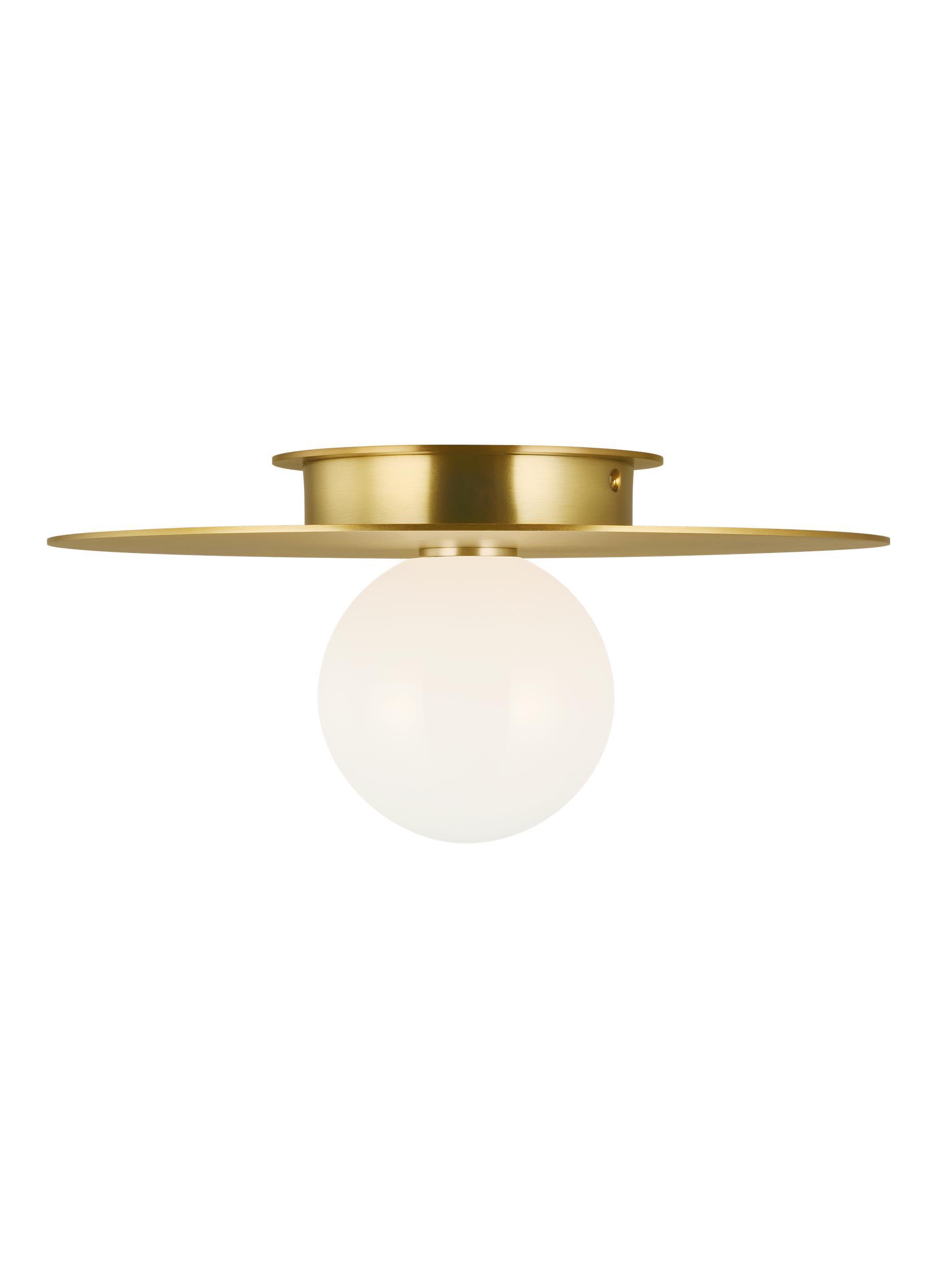 Nodes Burnished Brass 1-Light Medium Flush Mount Ceiling Feiss 