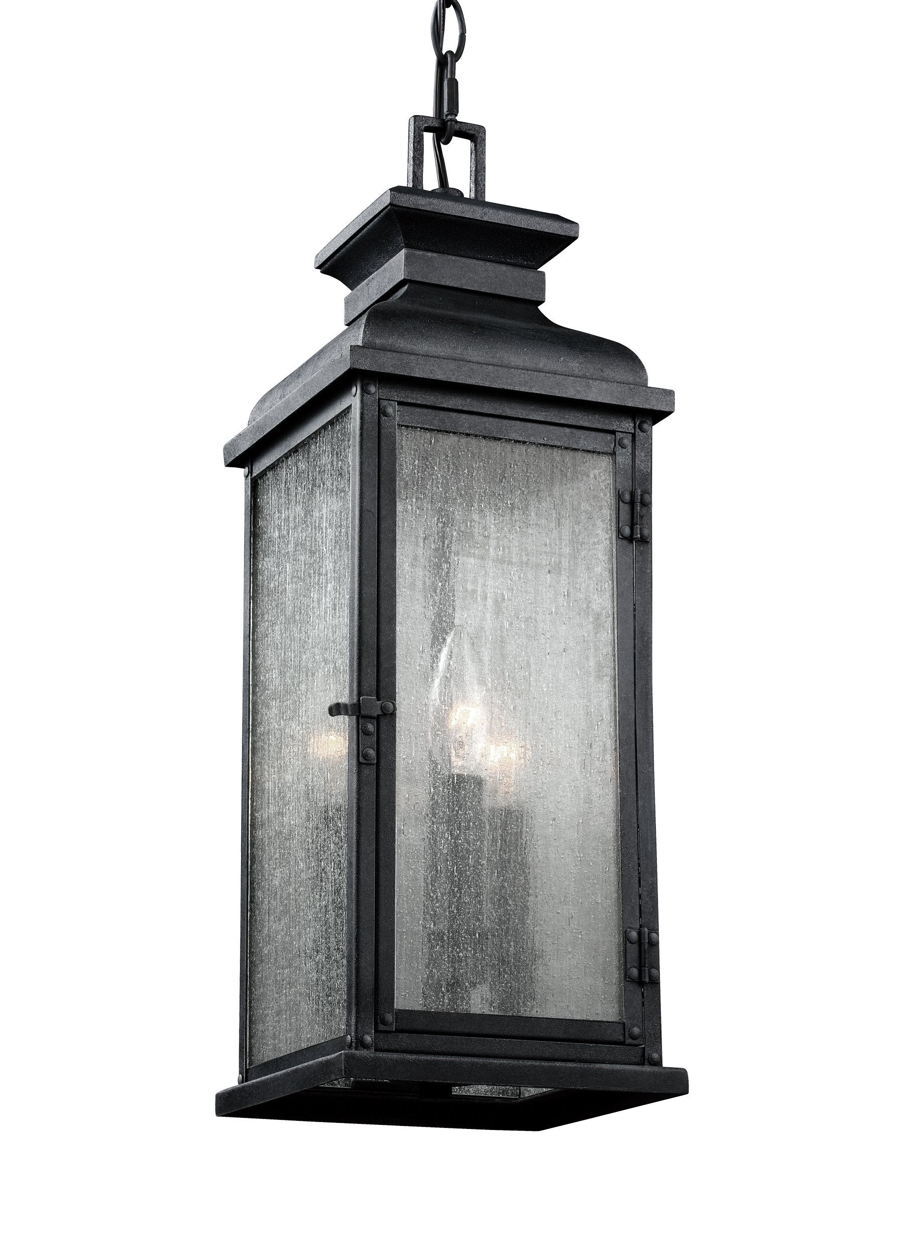 Pediment Dark Weathered Zinc 3-Light Outdoor Pendant Outdoor Feiss 