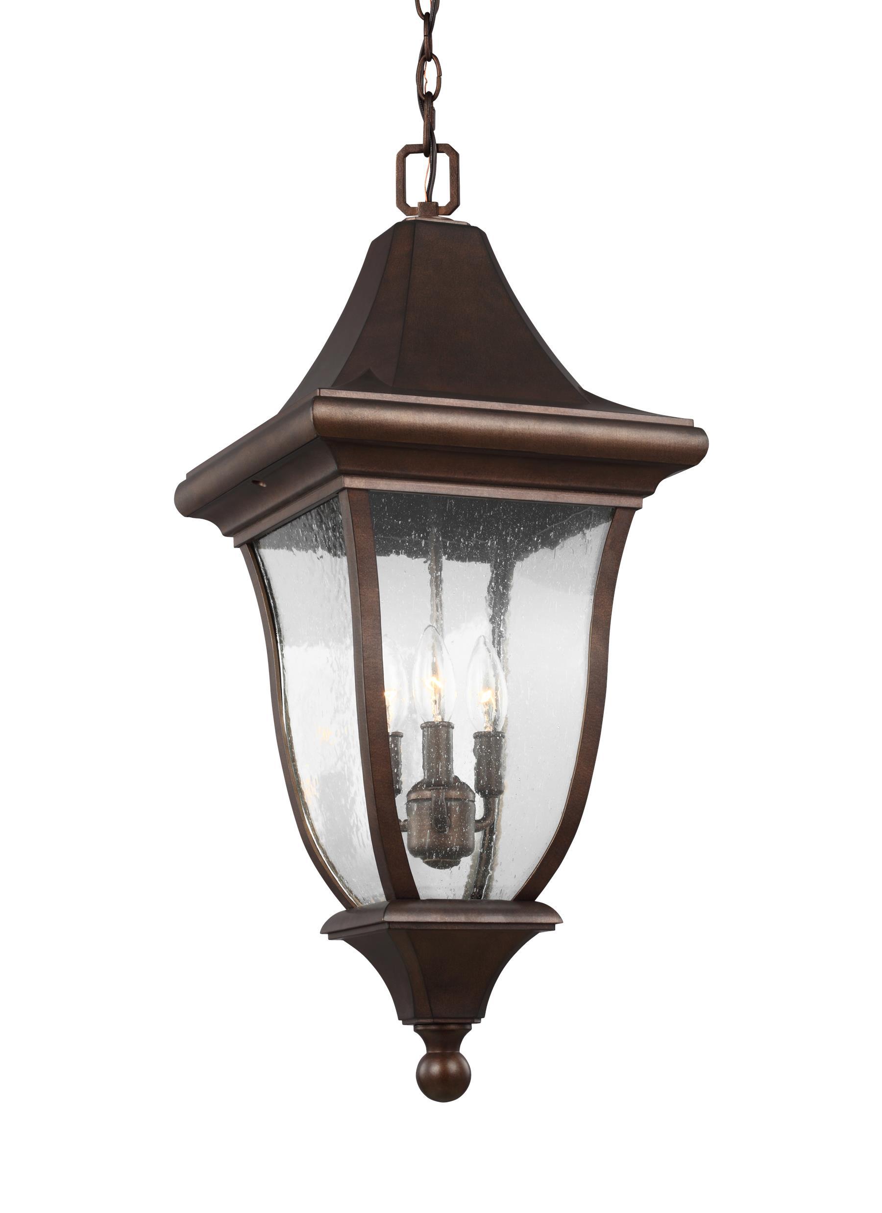 Oakmont Patina Bronze 3-Light Outdoor Pendant Lantern Outdoor Feiss 