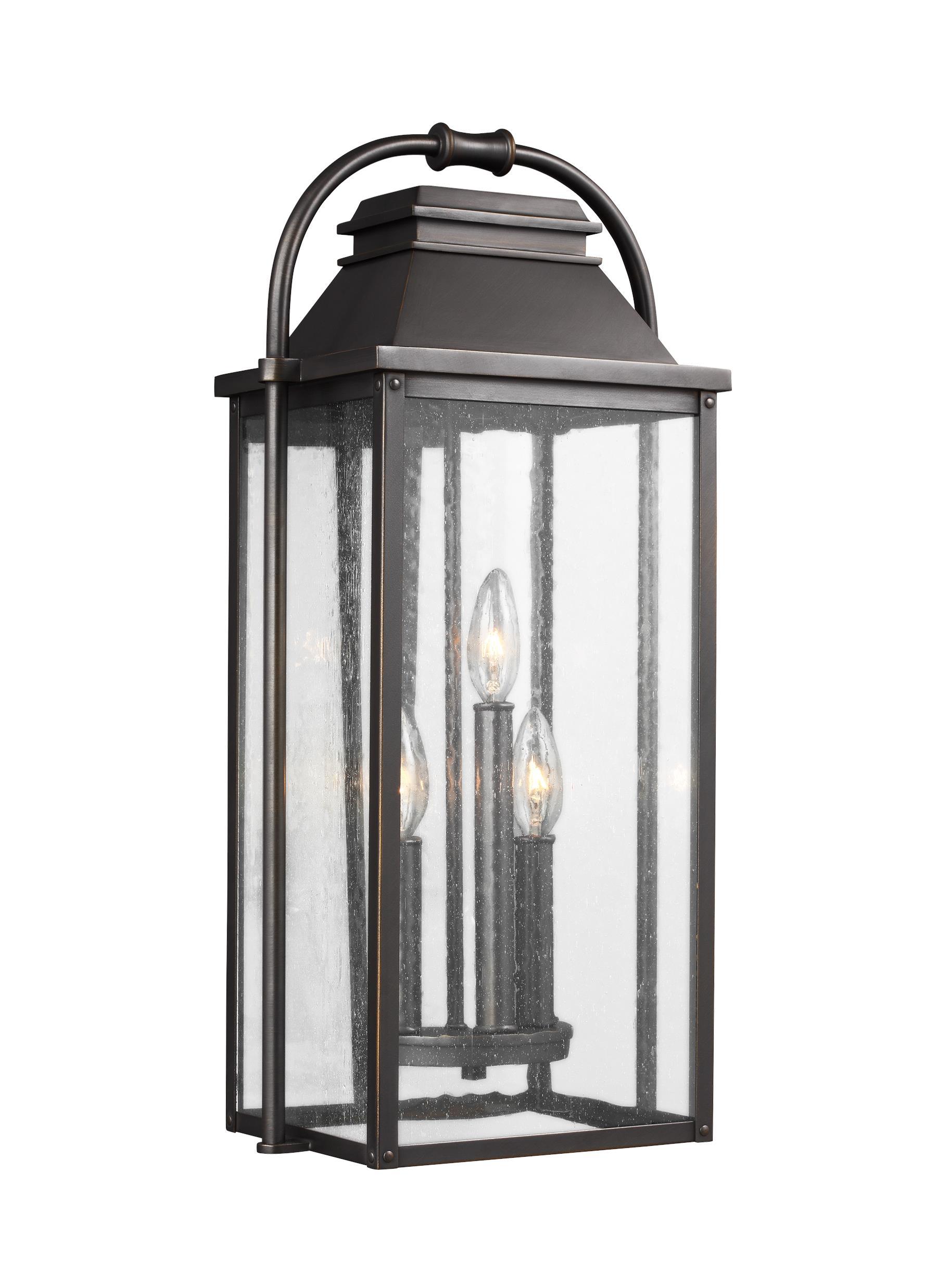 Wellsworth Antique Bronze 3-Light Outdoor Wall Lantern Outdoor Feiss 