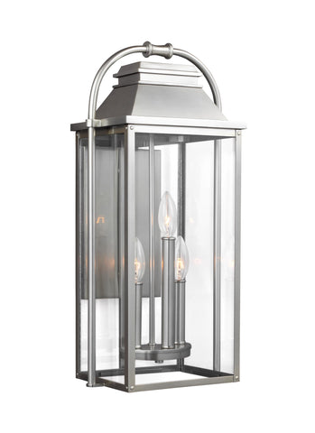 Wellsworth Painted Brushed Steel 3-Light Outdoor Wall Lantern Outdoor Feiss 