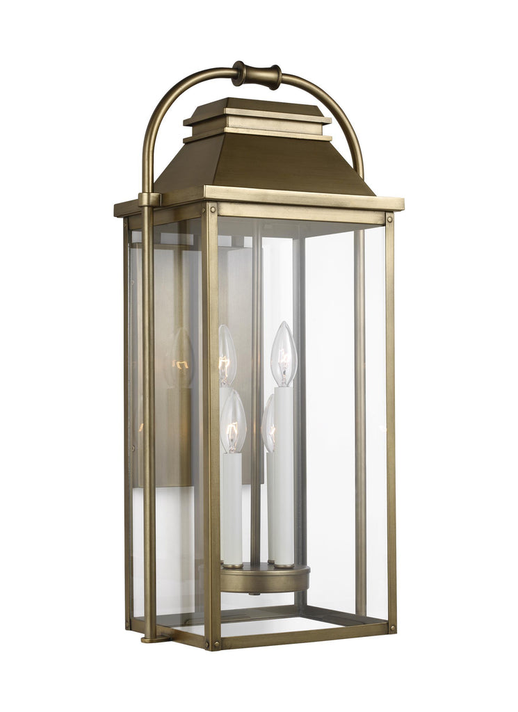 Wellsworth Painted Distressed Brass 4-Light Outdoor Wall Lantern Outdoor Feiss 