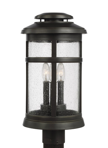 Newport Antique Bronze 3-Light Post Lantern Outdoor Feiss 