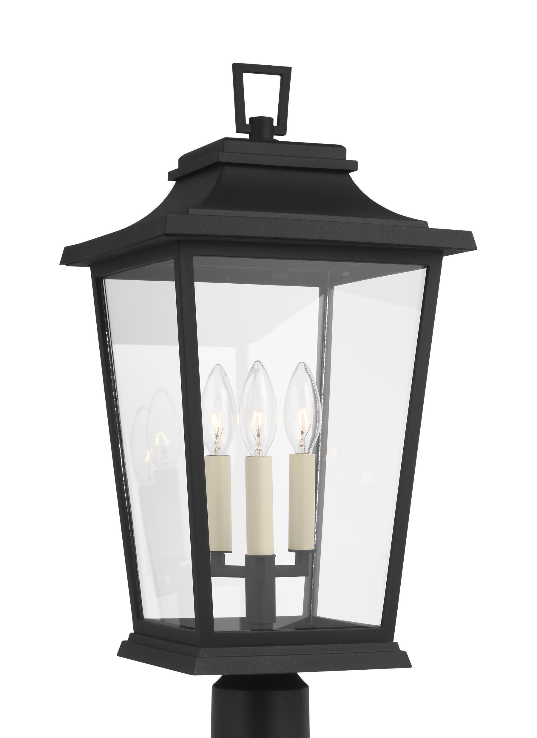 Warren Textured Black 3-Light Outdoor Post Lantern Outdoor Feiss 