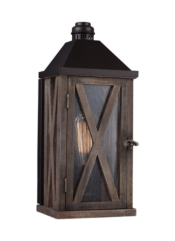 Lumiere' Dark Weathered Oak / Oil Rubbed Bronze 1-Light Outdoor Wall Sconce Outdoor Feiss 