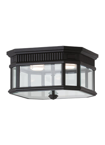 Cotswold Lane Black 2-Light Ceiling Fixture Outdoor Feiss 