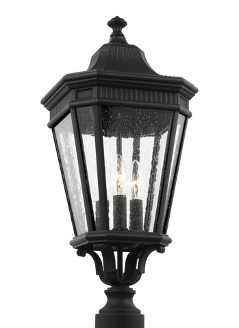 Cotswold Lane Black 3-Light Post Lantern Outdoor Feiss 