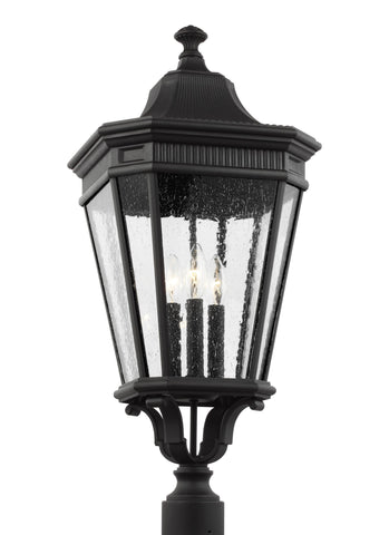 Cotswold Lane Black 3-Light Post Lantern Outdoor Feiss 