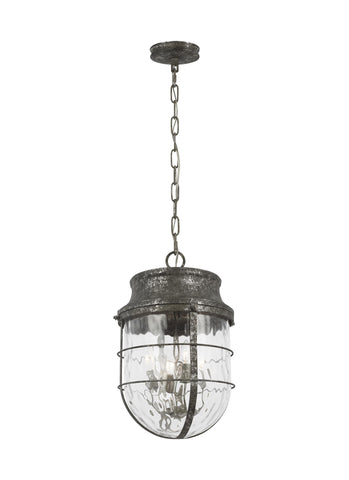 Parson Distressed Silver Leaf 4-Light Pendant Ceiling Feiss 
