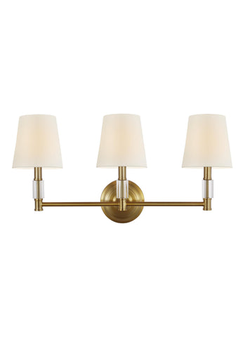 Lismore Burnished Brass 3-Light Lismore Vanity Strip Wall Feiss 