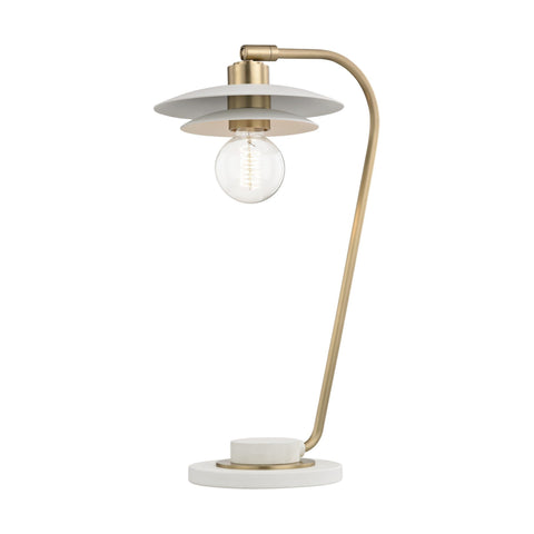 Milla 1 Light Table Lamp With A Concrete Base - Aged Brass/White Lamps Mitzi 