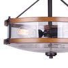 Canmore 3 Light Chandelier - Oil Rubbed Bronze and Brushed wood