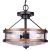 Canmore 3 Light Chandelier - Oil Rubbed Bronze and Brushed wood Ceiling 7th Sky Design 