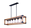 Moss 6 Light Chandelier - Black and Wood Ceiling 7th Sky Design 