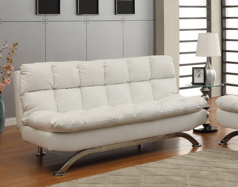 Halloway Modern Tufted Bicast Leather Futon Sofa White