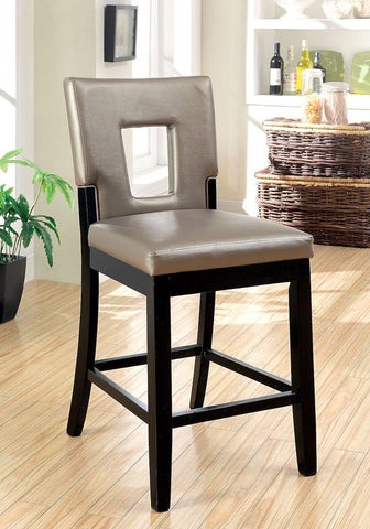 CalKeyhole Leatherette Counter Height Chair Black (Set of 2)