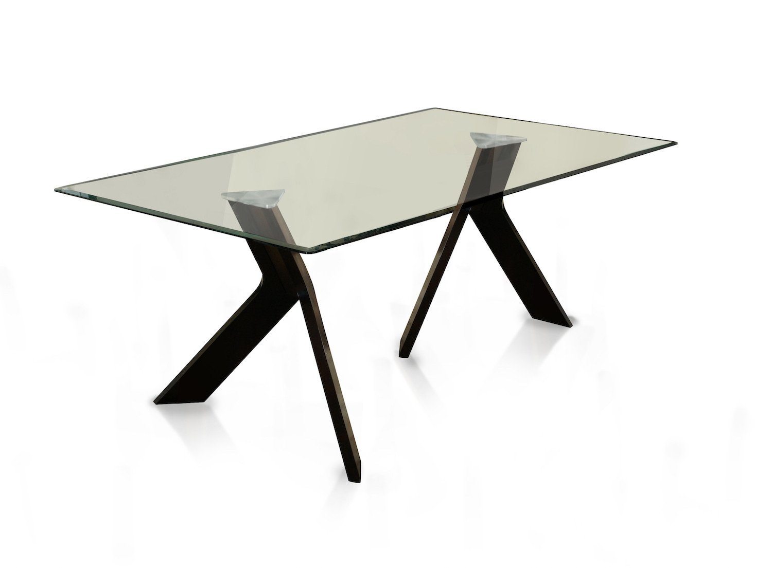 Tenya Modern Angular Glass Top Dining Table Espresso Furniture Enitial Lab Espresso 