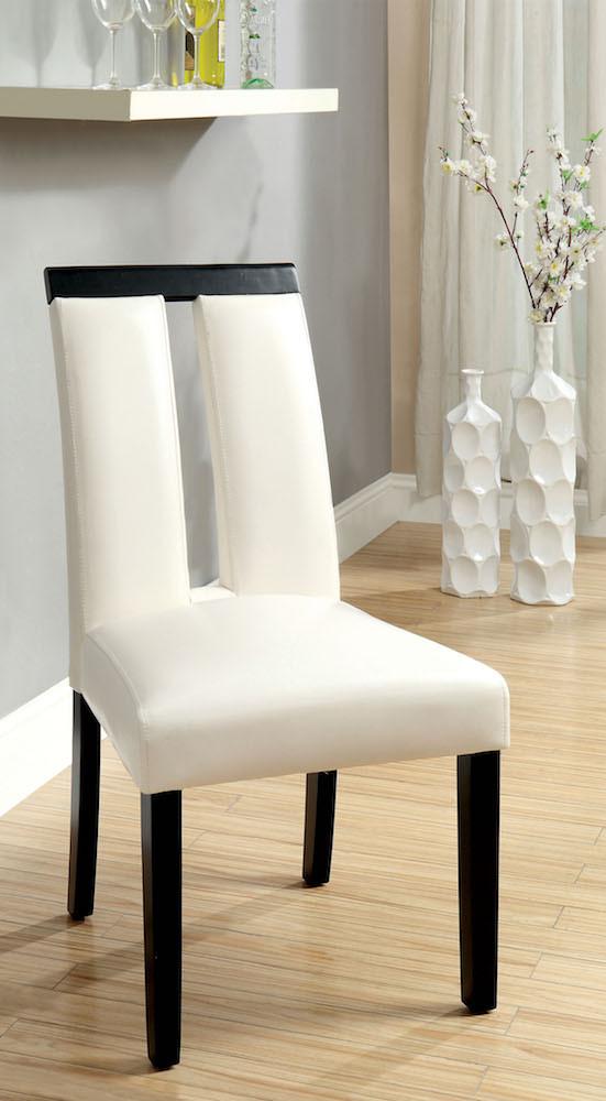 Henway Keyhole Dining Chair White Leatherette (Set of 2) Furniture Enitial Lab 