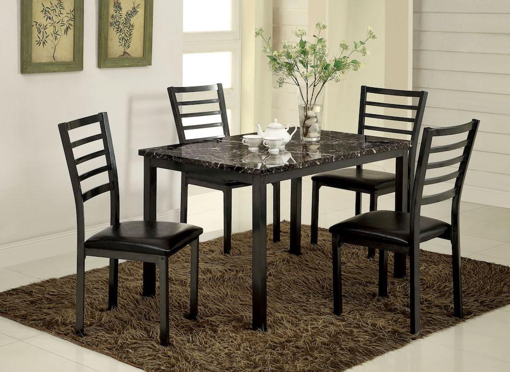 Jilen Faux Marble Dining Table Black Furniture Enitial Lab 
