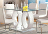 Ferian Modern High Gloss Glass Top Dining Table White Furniture Enitial Lab 